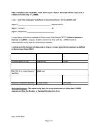 Form my|CalPERS0843 &quot;Election of Optional Membership - Part-Time Employee&quot; - California, Page 2