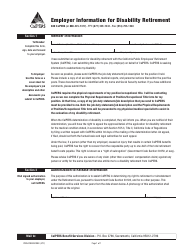 Document preview: Form PERS01M0052DMC Employer Information for Disability Retirement - California