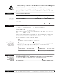 Document preview: Form PERS-BSD-TDA Employer Originated Disability Allowance Estimate Request - California