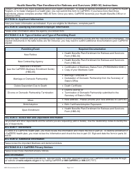 Document preview: Instructions for Form HBD-30 Health Benefits Plan Enrollment for Retirees and Survivors - California