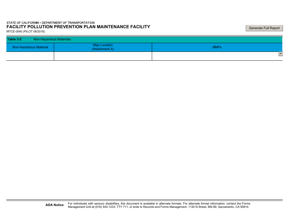 Form MTCE-0040 Facility Pollution Prevention Plan Maintenance Facility - California, Page 3