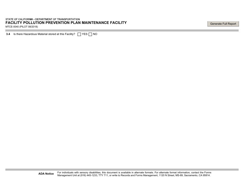 Form MTCE-0040 Facility Pollution Prevention Plan Maintenance Facility - California, Page 4