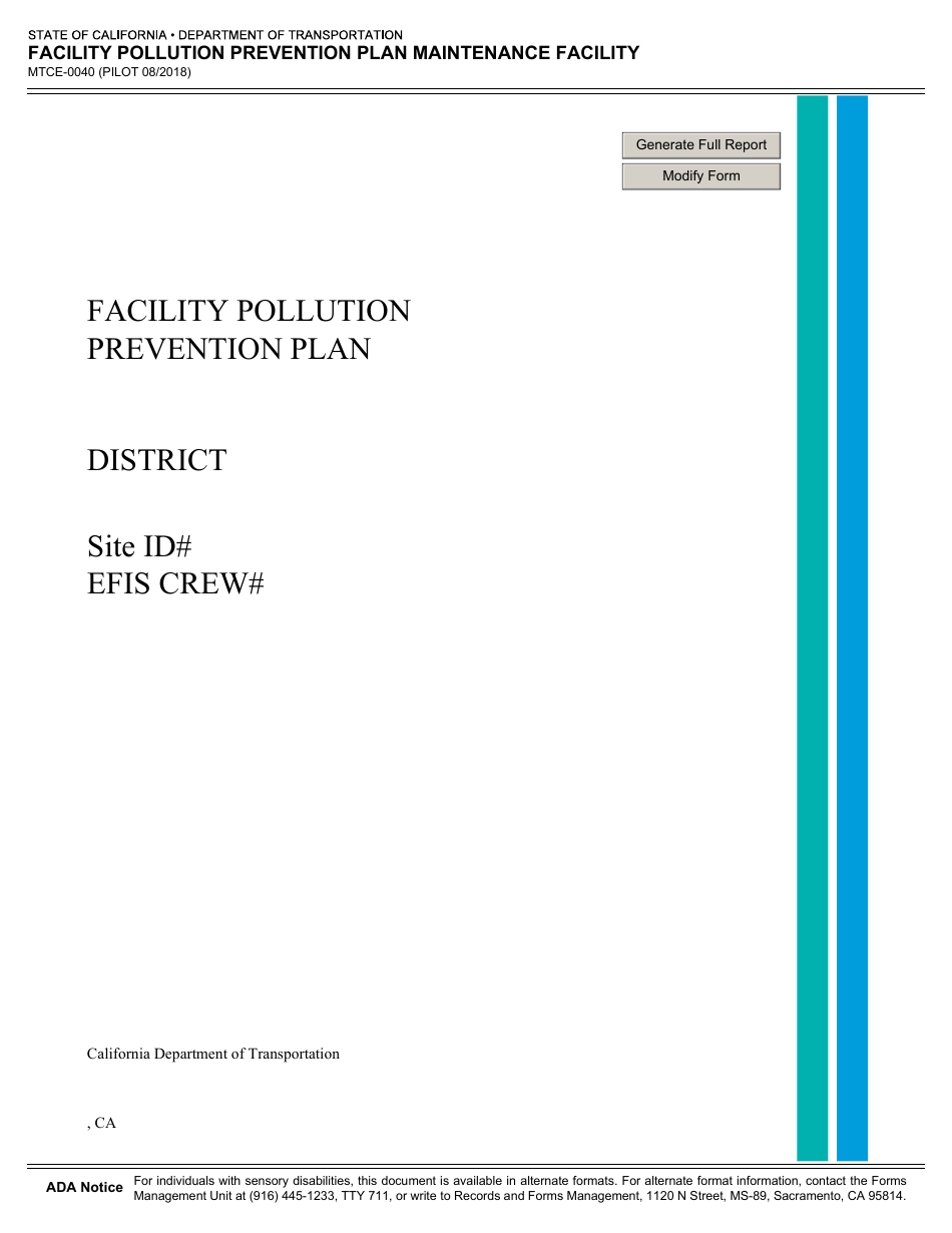 Form MTCE-0040 Facility Pollution Prevention Plan Maintenance Facility - California, Page 8