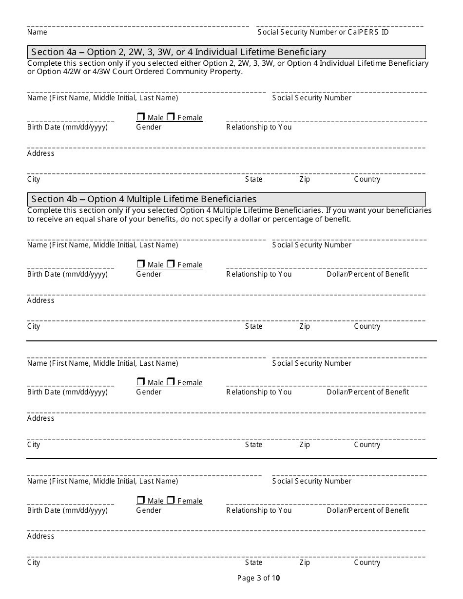 Form PERS09M0297 Judges Service Retirement Application - California, Page 3