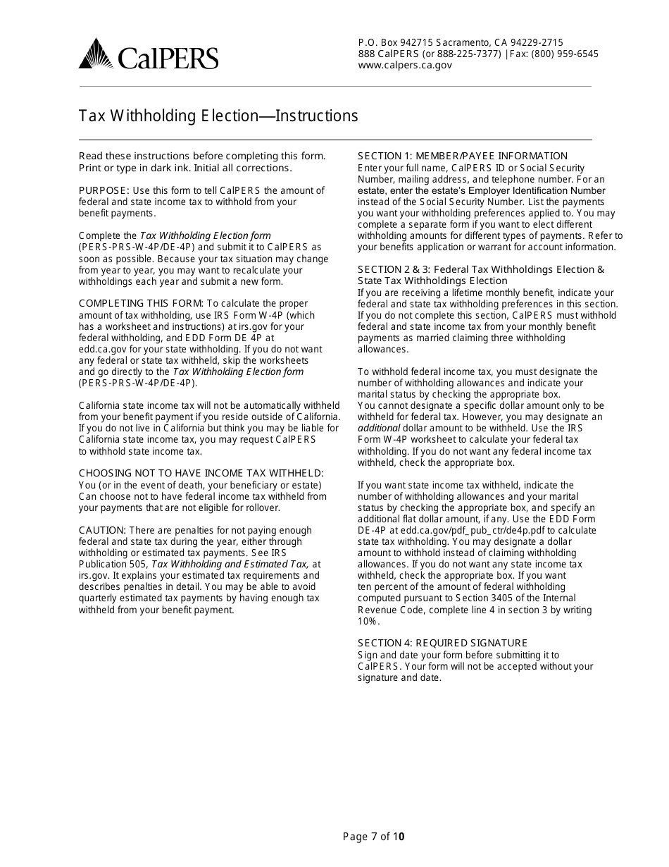 Form PERS09M0297 Judges Service Retirement Application - California, Page 7