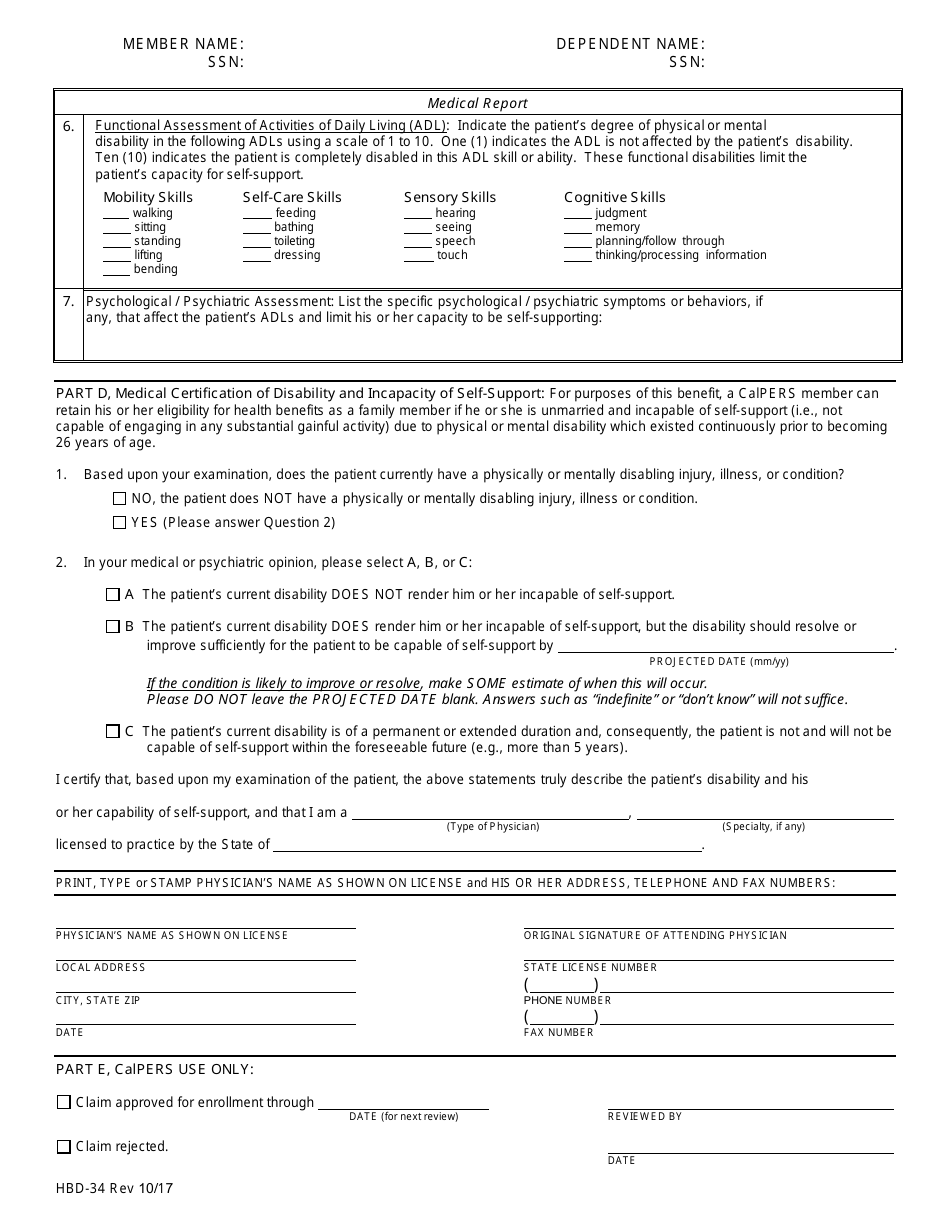 Form HBD-34 - Fill Out, Sign Online and Download Fillable PDF ...