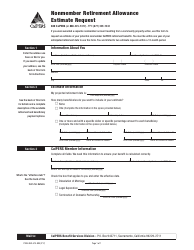 Document preview: Form PERS-BSD-470-NM Nonmember Retirement Allowance Estimate Request - California