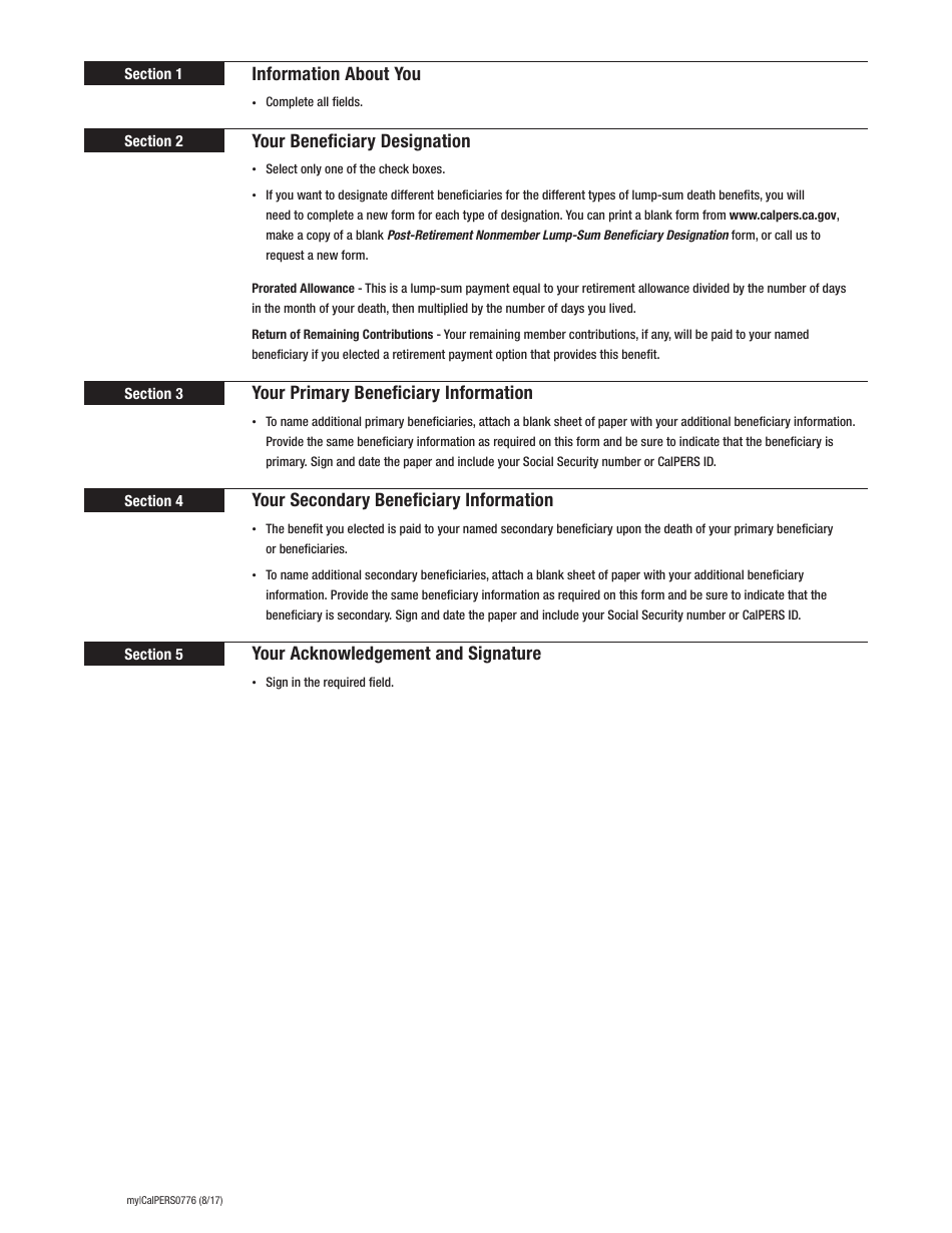 Post-retirement Nonmember Lump-Sum Beneficiary Designation - California, Page 4