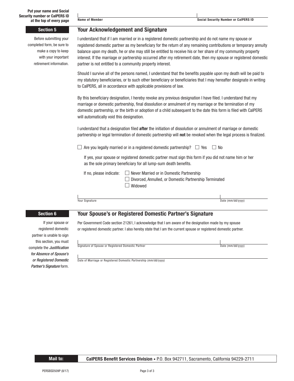 Post-retirement Lump-Sum Beneficiary Designation - California, Page 3