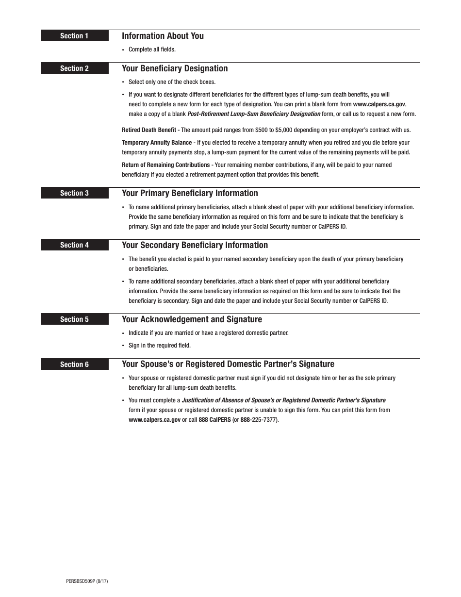 Post-retirement Lump-Sum Beneficiary Designation - California, Page 4
