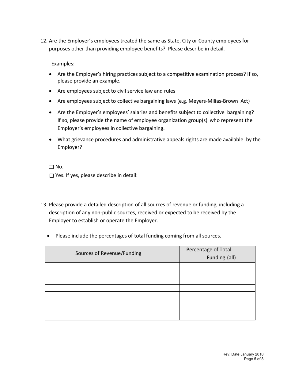 Public Agency Applicant Questionnaire - California, Page 5