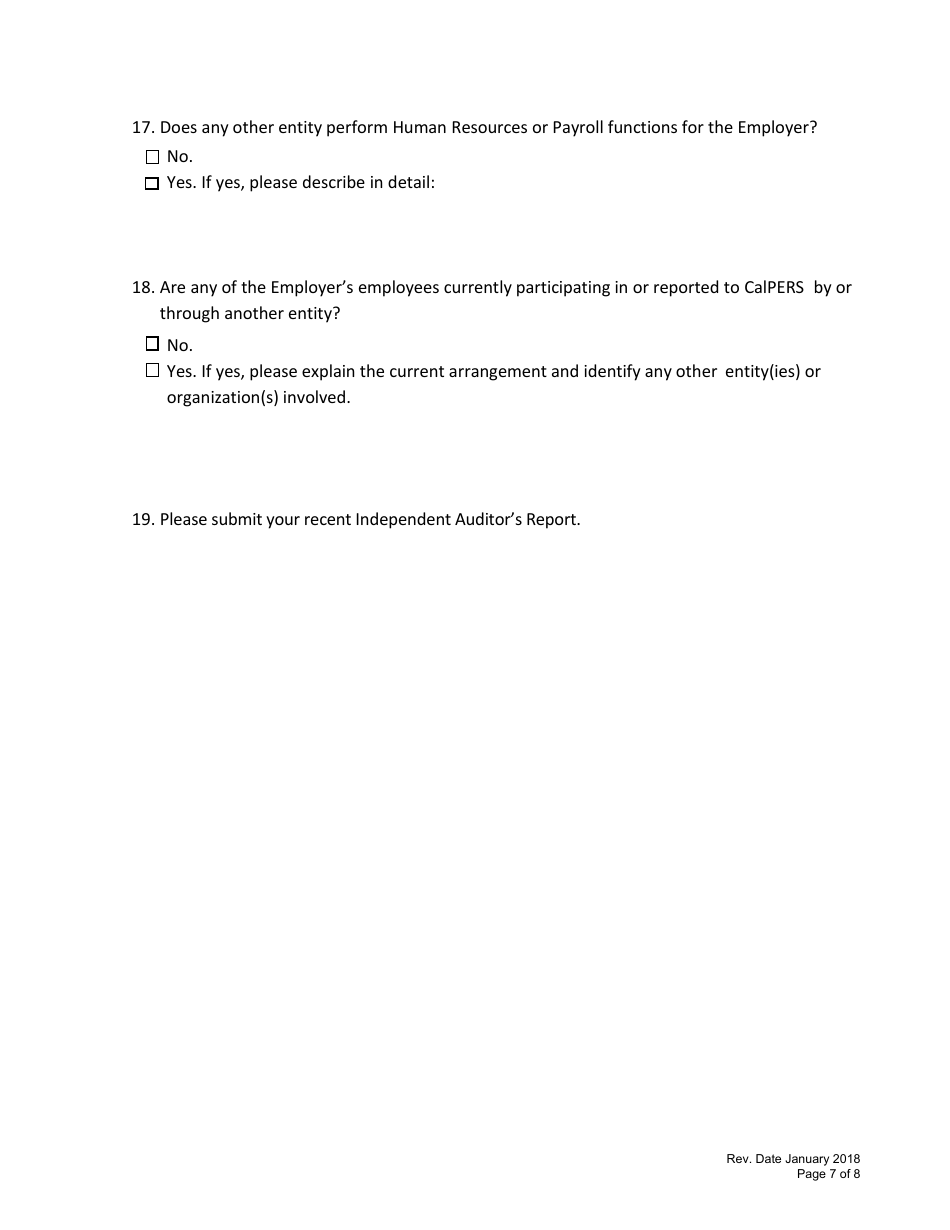 Public Agency Applicant Questionnaire - California, Page 7