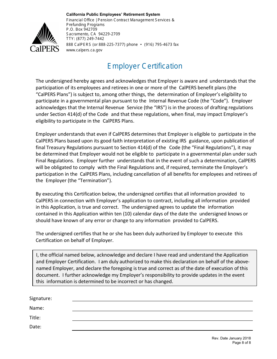 Public Agency Applicant Questionnaire - California, Page 8