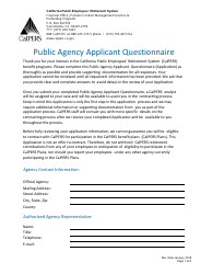 Document preview: Public Agency Applicant Questionnaire - California