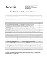 &quot;Reduced Workload Program Eligibility and Election Certification Form&quot; - California