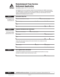 Document preview: Form PERS-BSD-145 Reinstatement From Service Retirement Application - California