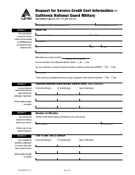 Form PERS01M0393 Request for Service Credit Cost Information - California National Guard Military - California