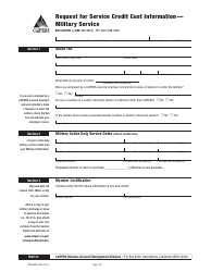 Document preview: Form PERS-MSD-369 Request for Service Credit Cost Information '" Military Service - California