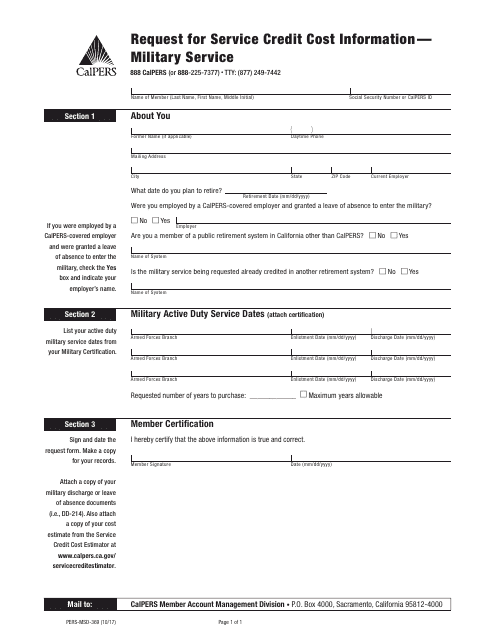 Form PERS-MSD-369  Printable Pdf