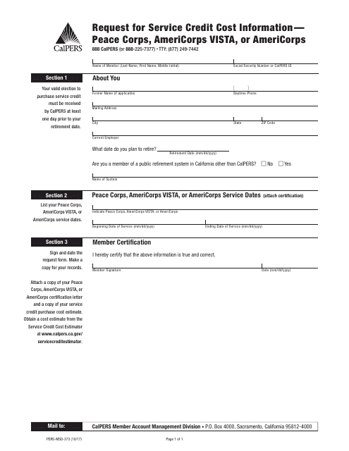 Form PERS-MSD-373  Printable Pdf