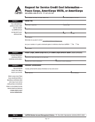 Form PERS-MSD-373 Request for Service Credit Cost Information - Peace Corps, Americorps Vista, or Americorps - California
