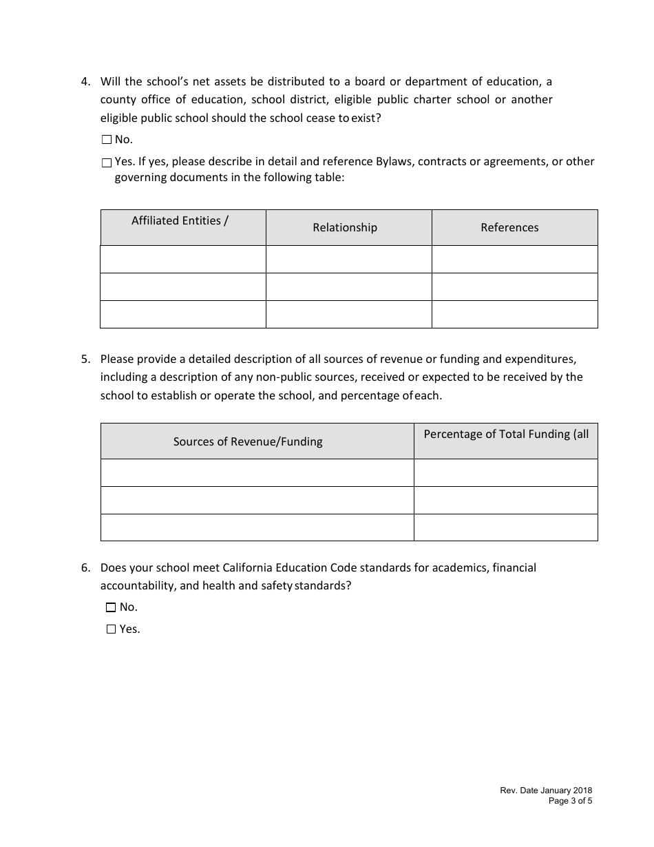 School Applicant Questionnaire Form - California, Page 3