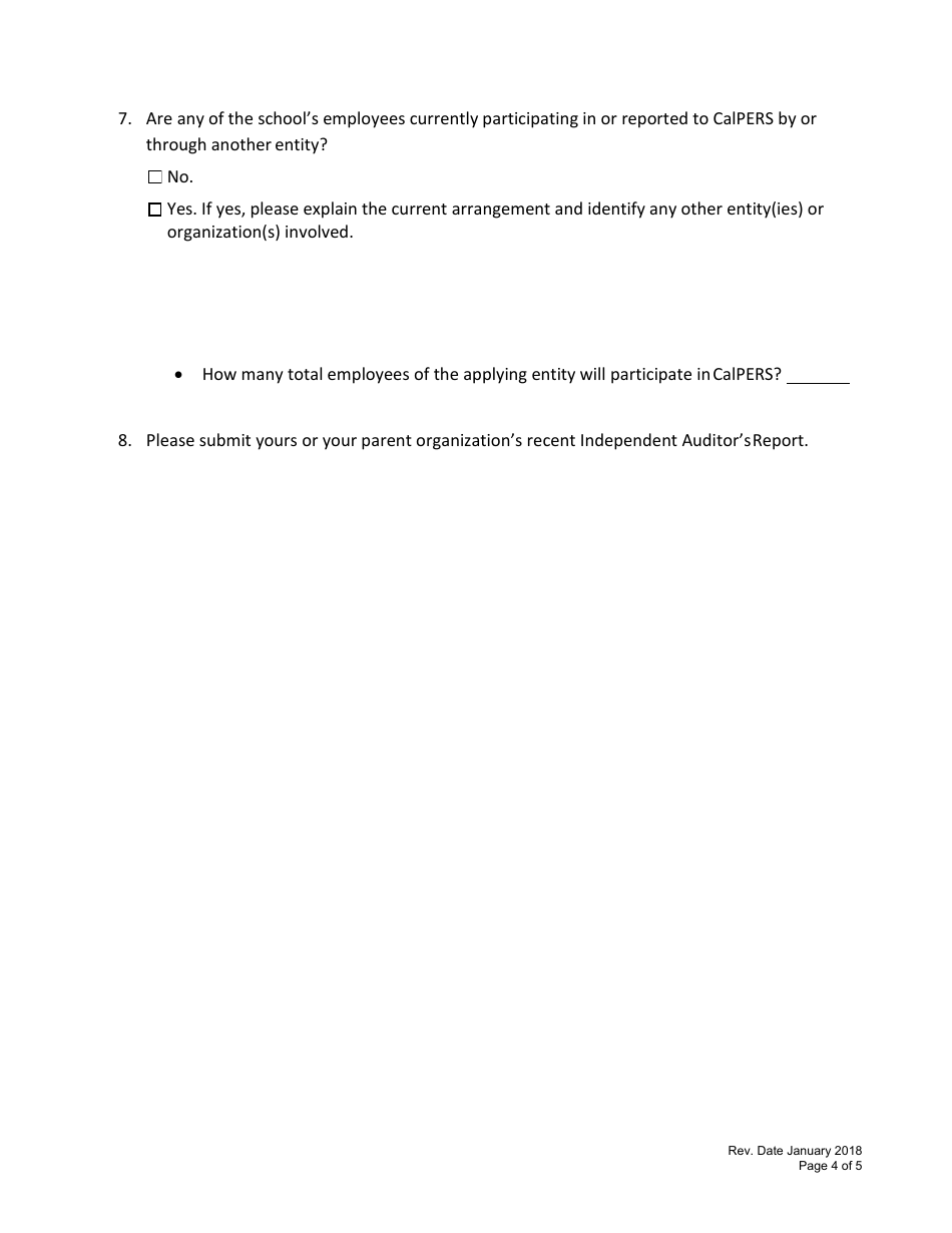 School Applicant Questionnaire Form - California, Page 4