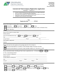 &quot;Commercial Feed Company Registration Application Form&quot; - Colorado