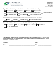 Commercial Feed Company Registration Application Form - Colorado, Page 2