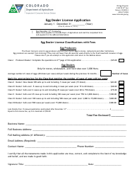 Document preview: Egg Dealer License Application Form - Colorado