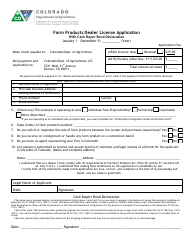 Document preview: Farm Products Dealer License Application Form With Cash Buyer Affidavit - Colorado