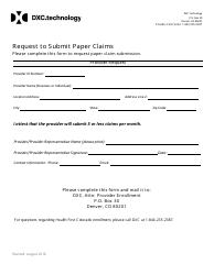 &quot;Request to Submit Paper Claims Form&quot; - Colorado
