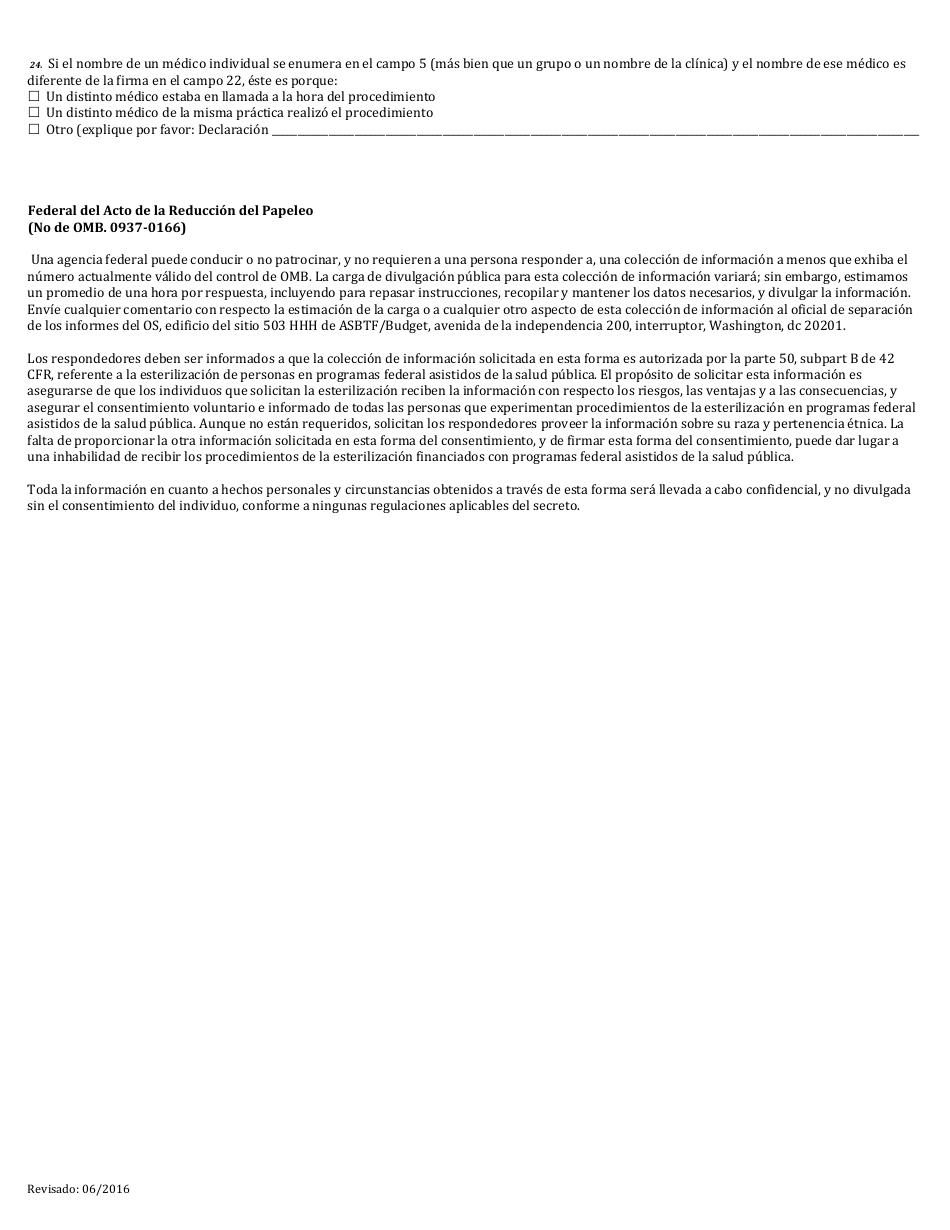 Formulario MED-178 Forma Del Consentimiento De La Esterilizacion De Health First Colorado - Colorado (Spanish), Page 2