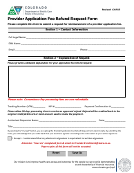 Document preview: Provider Application Fee Refund Request Form - Colorado