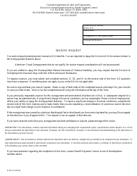 Form B-491 Overpayment Waiver Request - Colorado