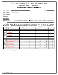 Document preview: Form WC196 Rehabilitation Communication Form - Colorado