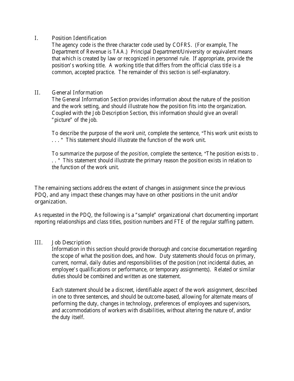 Position Description Questionnaire (Pdq) Instructions - Colorado, Page 2
