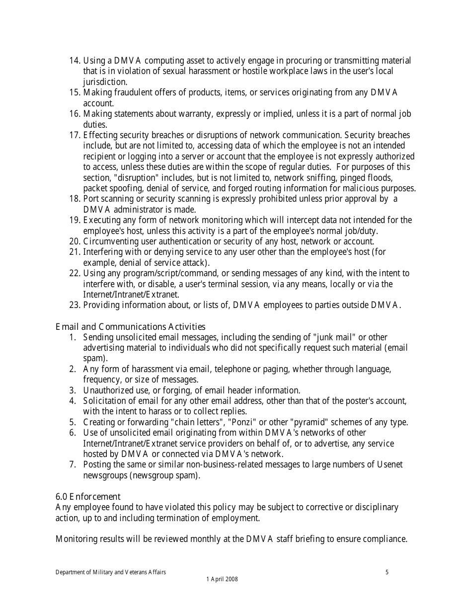 Information Technology Acceptable Use Policy - Colorado, Page 5