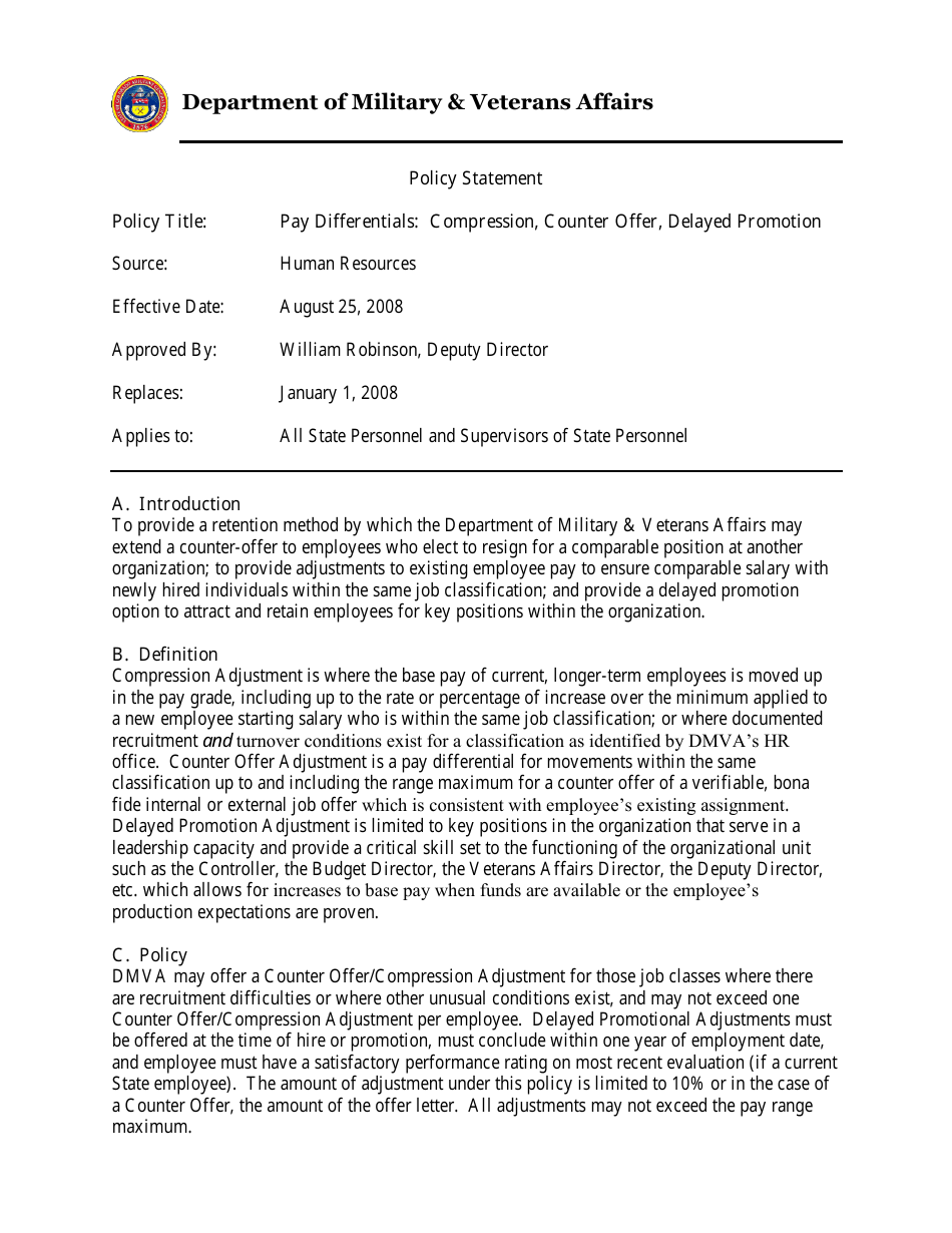 Pay Differential Individual Agreement Form - Colorado, Page 1