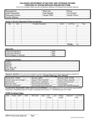 Purchase of Goods/Services Requisition Form - Colorado