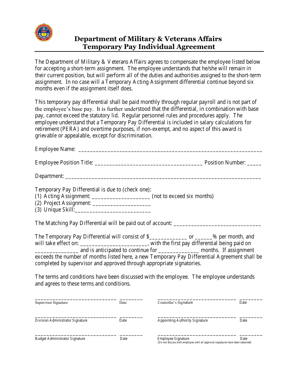Temporary Pay Individual Agreement - Colorado, Page 3