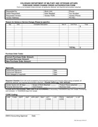 Purchase Order Change Order Authorization Form - Colorado