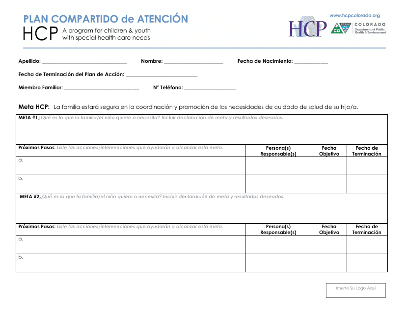 "Hcp Plan Compartido De Atencion" - Colorado (Spanish) Download Pdf