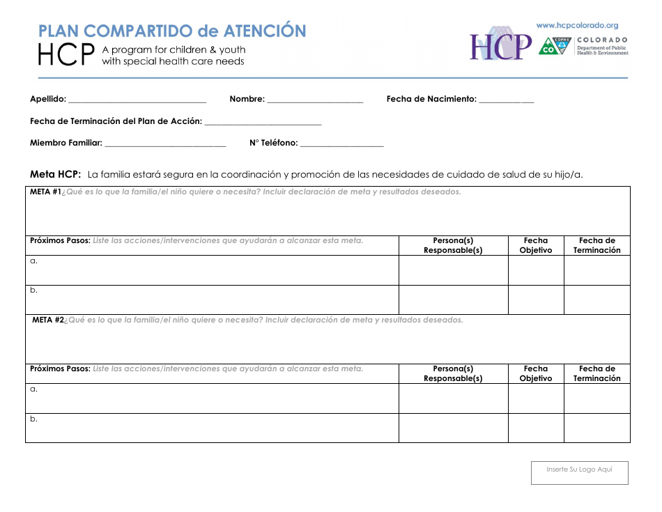 Hcp Plan Compartido De Atencion - Colorado (Spanish), Page 1