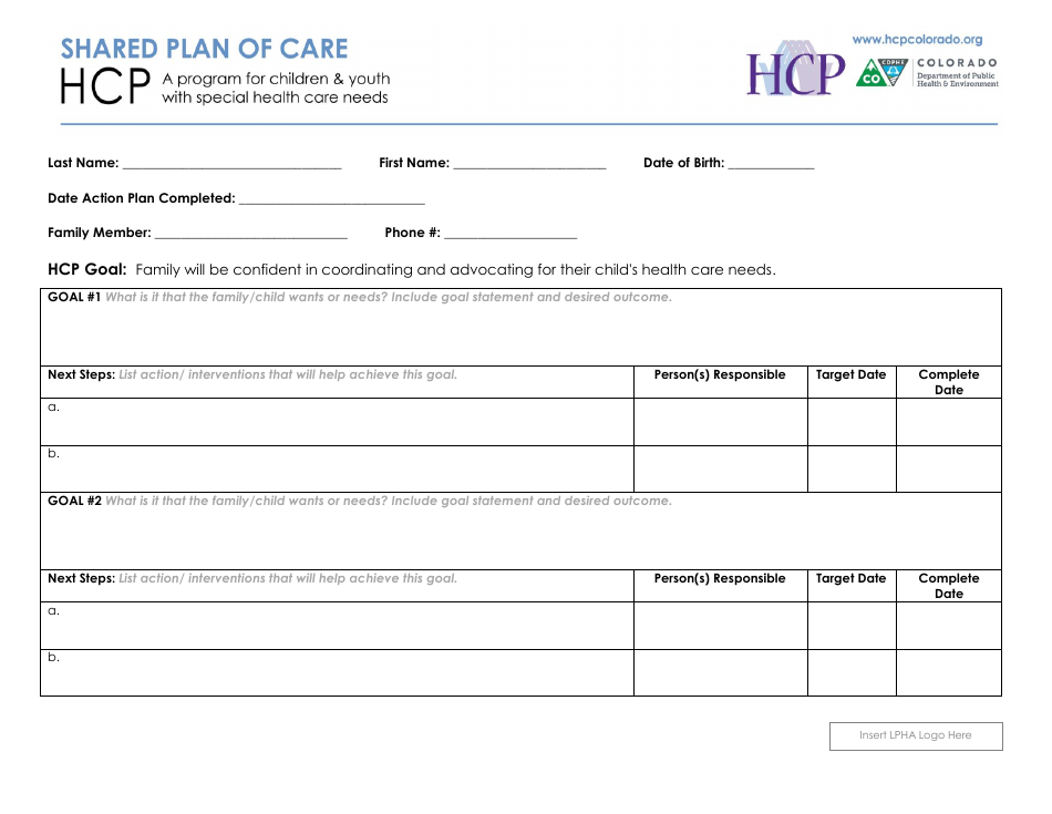 Hcp Shared Plan of Care Form - Colorado, Page 1