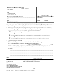 Form JDF1405 &quot;Order Re: Modification of Child Support&quot; - Colorado