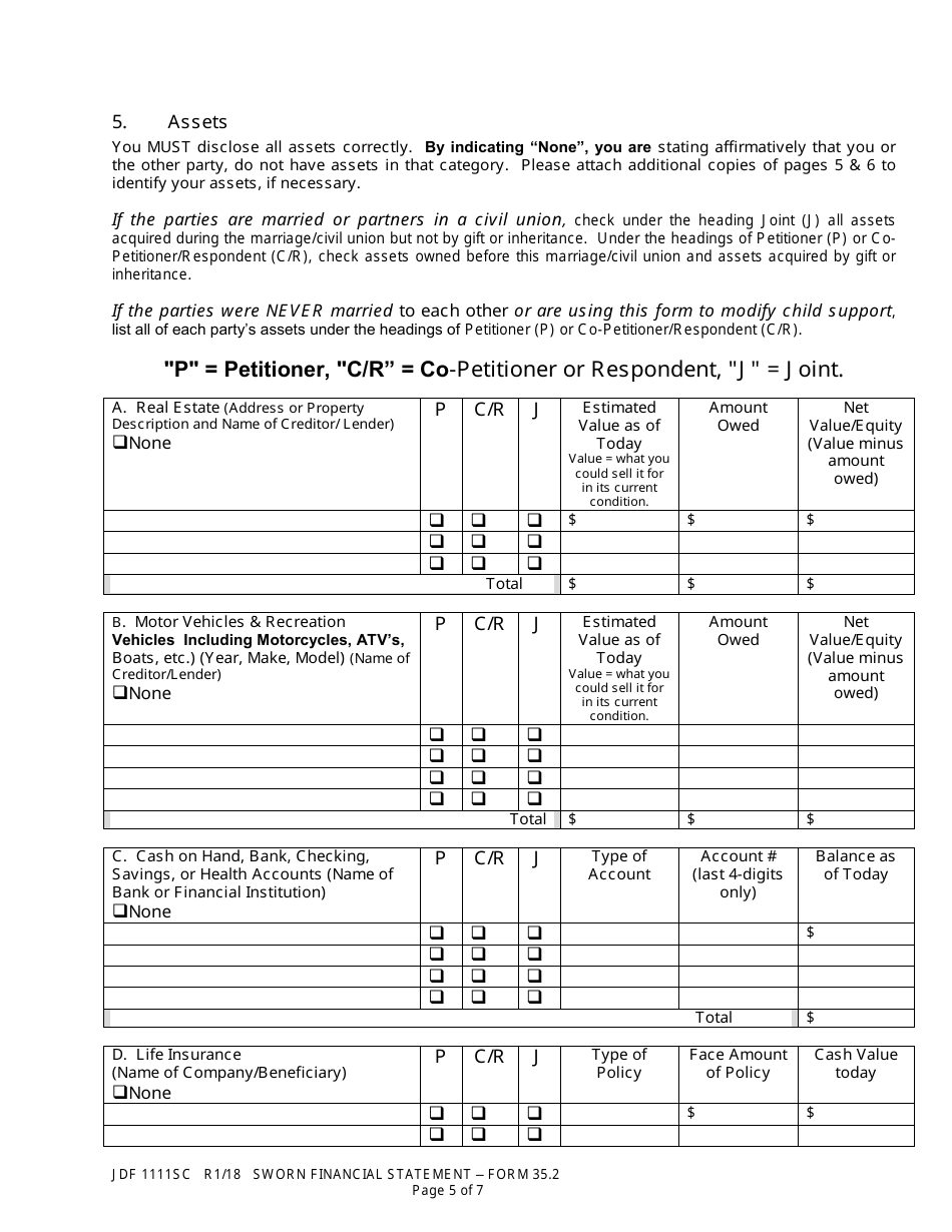 Form JDF1111SC (35.2) - Fill Out, Sign Online and Download Printable ...