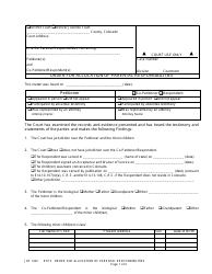 Form JDF1422 Order for Allocation of Parental Responsibilities - Colorado