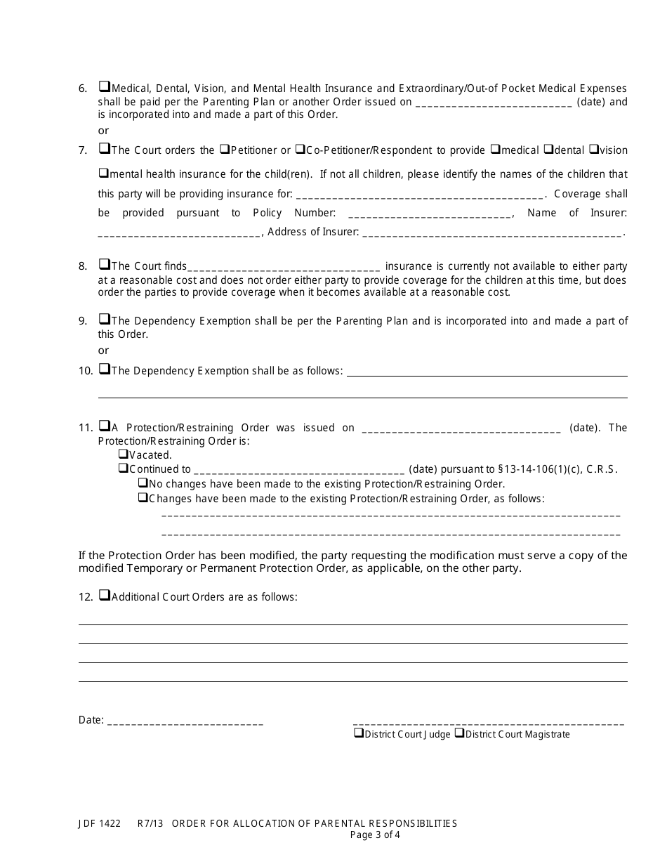 Form JDF1422 - Fill Out, Sign Online and Download Printable PDF ...