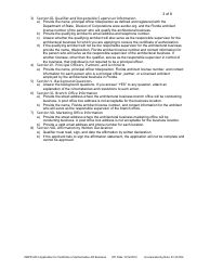 Form DBPR AR5 Application for Certificate of Authorization Architectural Business - Florida, Page 3